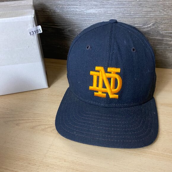 Vintage Notre Dame Fighting Irish Hat Cap Snapback Blue Wool New Era - Picture 11 of 11